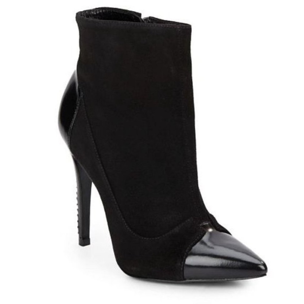 Alice + Olivia Dametrie Suede & Leather Ankle Heeled Boots Sz 6 - Picture 2 of 9